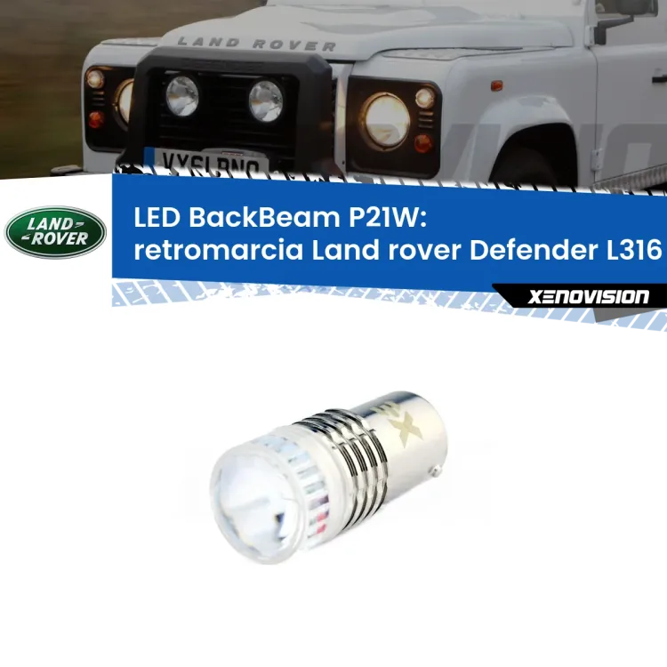 <strong>Retromarcia LED per Land rover Defender</strong> L316 1998 - 2016. Lampada <strong>P21W</strong> canbus. Illumina a giorno con questo straordinario cannone LED a luminosità estrema.