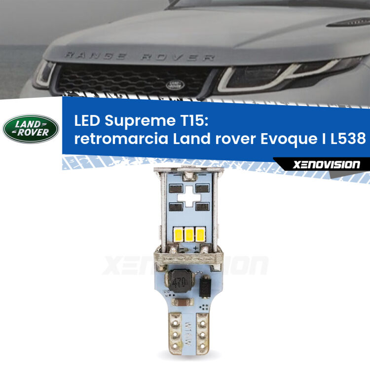 <strong>LED retromarcia per Land rover Evoque I</strong> L538 2011 in poi. 15 Chip CREE 3535, sviluppa un'incredibile potenza. Qualità Massima. Oltre 6W reali di pura potenza.