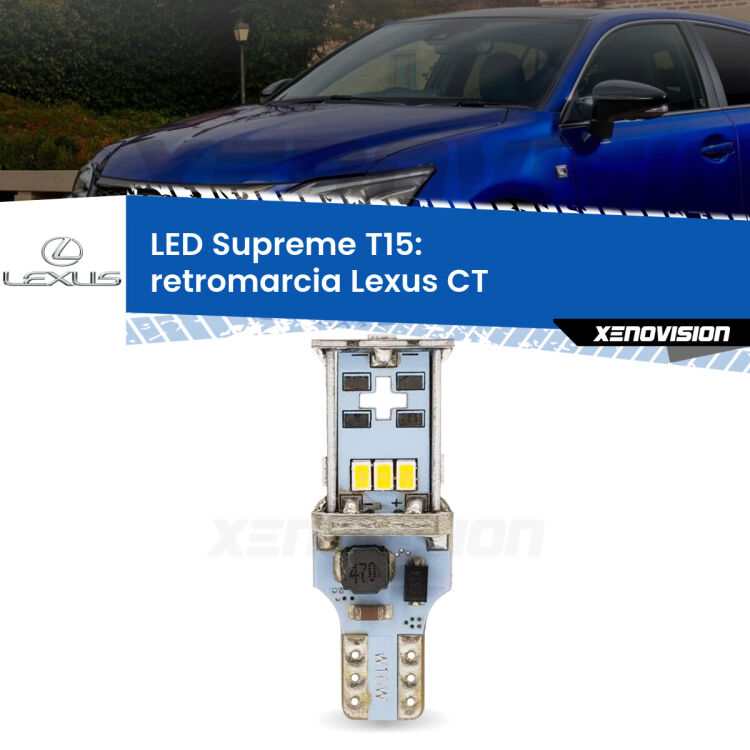 <strong>LED retromarcia per Lexus CT</strong>  2010 in poi. 15 Chip CREE 3535, sviluppa un'incredibile potenza. Qualità Massima. Oltre 6W reali di pura potenza.