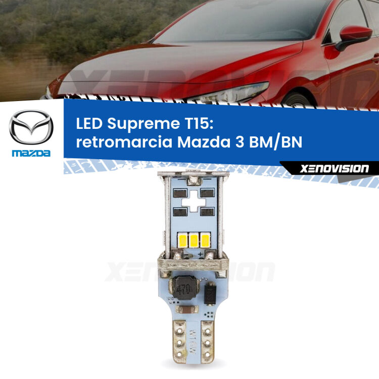 <strong>LED retromarcia per Mazda 3</strong> BM/BN 2013 - 2018. 15 Chip CREE 3535, sviluppa un'incredibile potenza. Qualità Massima. Oltre 6W reali di pura potenza.