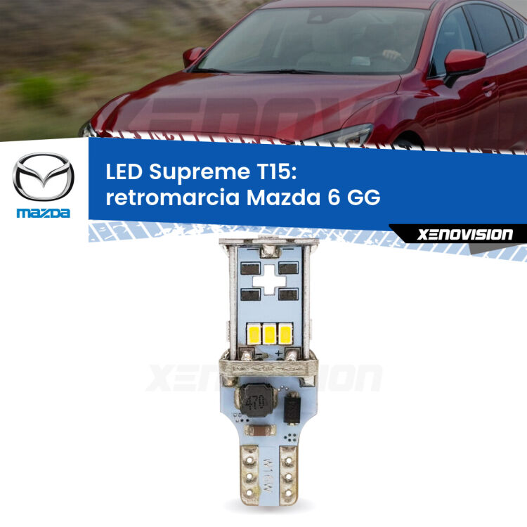 <strong>LED retromarcia per Mazda 6</strong> GG 2002 - 2007. 15 Chip CREE 3535, sviluppa un'incredibile potenza. Qualità Massima. Oltre 6W reali di pura potenza.