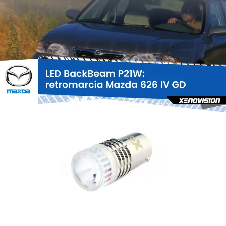 <strong>Retromarcia LED per Mazda 626 IV</strong> GD 1987 - 1992. Lampada <strong>P21W</strong> canbus. Illumina a giorno con questo straordinario cannone LED a luminosità estrema.