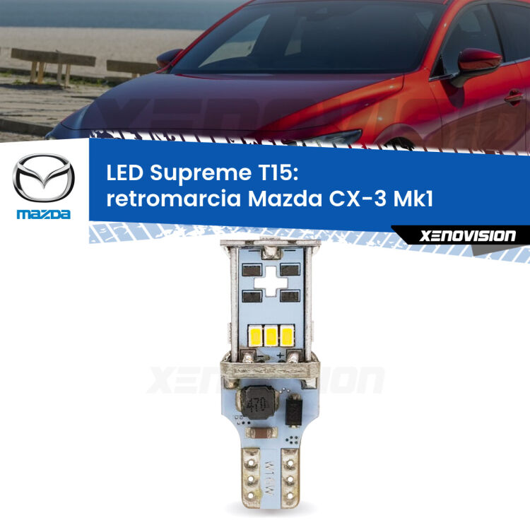 <strong>LED retromarcia per Mazda CX-3</strong> Mk1 2015 - 2018. 15 Chip CREE 3535, sviluppa un'incredibile potenza. Qualità Massima. Oltre 6W reali di pura potenza.