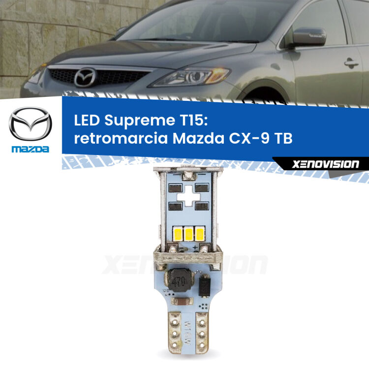 <strong>LED retromarcia per Mazda CX-9</strong> TB 2012 - 2015. 15 Chip CREE 3535, sviluppa un'incredibile potenza. Qualità Massima. Oltre 6W reali di pura potenza.