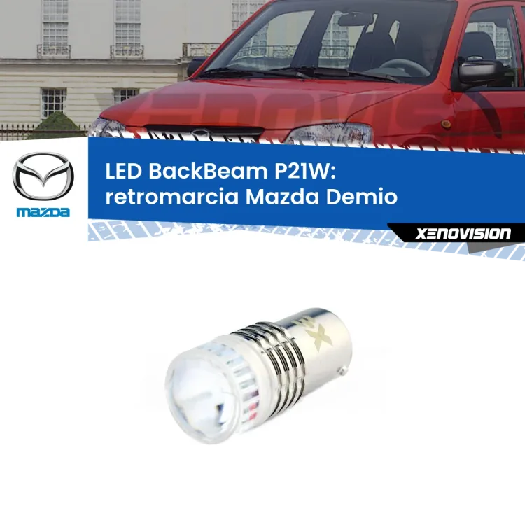 <strong>Retromarcia LED per Mazda Demio</strong>  1998 - 1999. Lampada <strong>P21W</strong> canbus. Illumina a giorno con questo straordinario cannone LED a luminosità estrema.