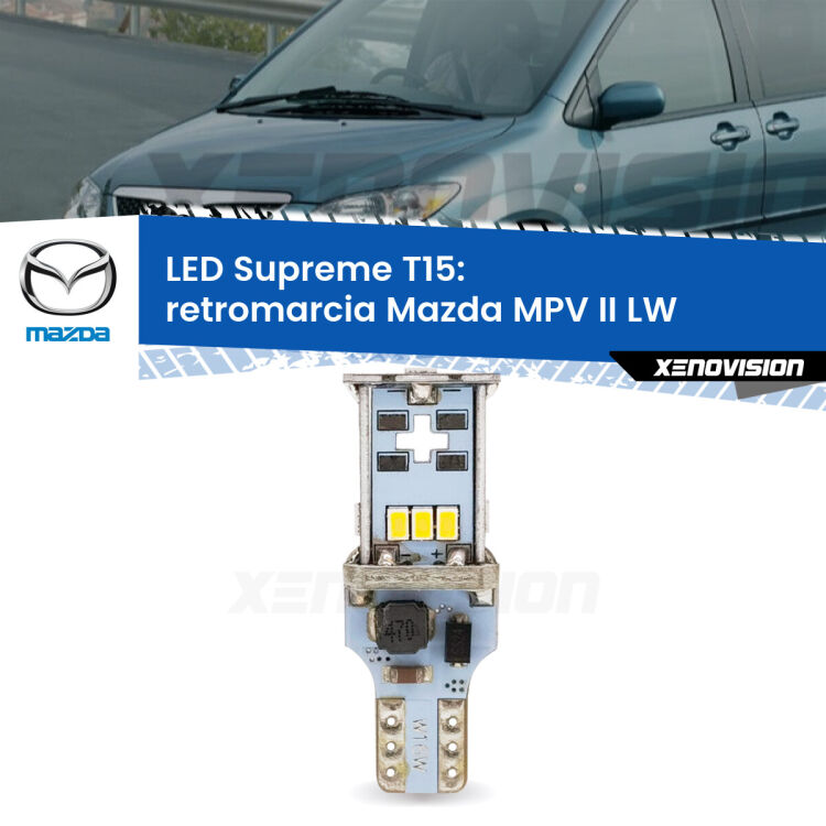 <strong>LED retromarcia per Mazda MPV II</strong> LW 2002 - 2006. 15 Chip CREE 3535, sviluppa un'incredibile potenza. Qualità Massima. Oltre 6W reali di pura potenza.