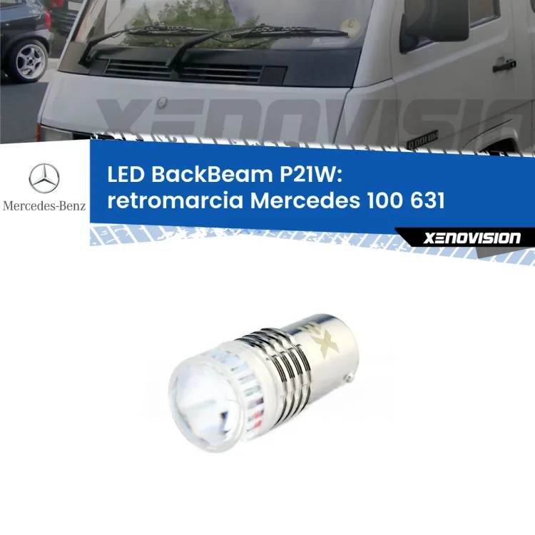 <strong>Retromarcia LED per Mercedes 100</strong> 631 1988 - 1996. Lampada <strong>P21W</strong> canbus. Illumina a giorno con questo straordinario cannone LED a luminosità estrema.