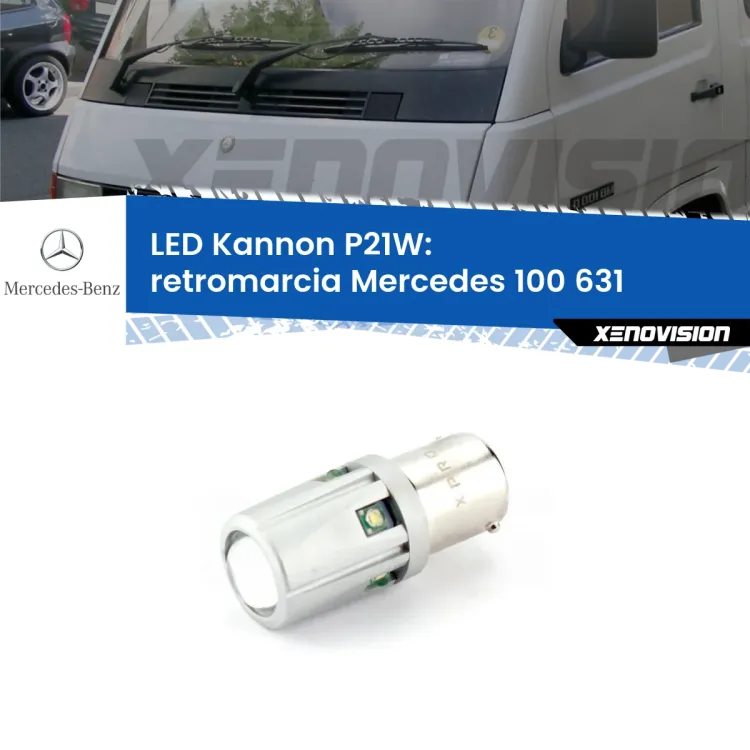 <strong>LED per Retromarcia Mercedes 100 631 1988 - 1996.</strong>Lampadina P21W con una poderosa illuminazione frontale rafforzata da 5 potenti chip laterali.