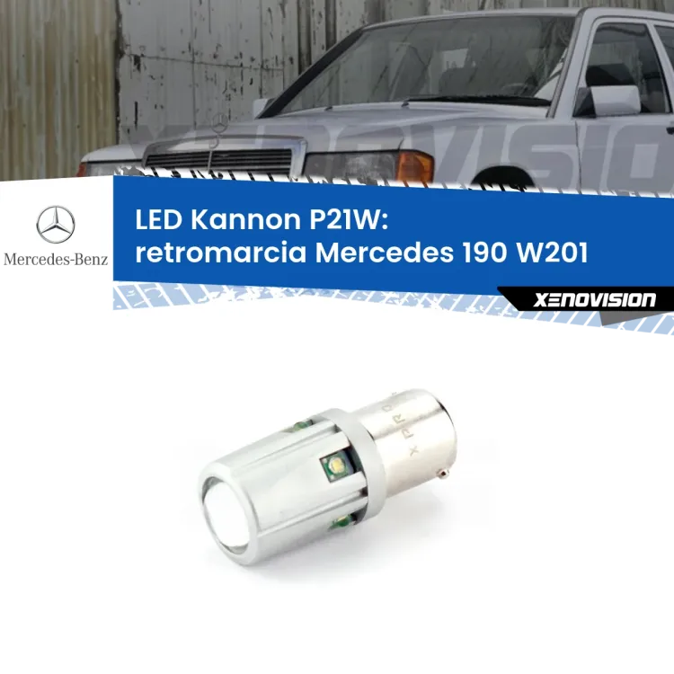 <strong>LED per Retromarcia Mercedes 190 W201 1982 - 1993.</strong>Lampadina P21W con una poderosa illuminazione frontale rafforzata da 5 potenti chip laterali.