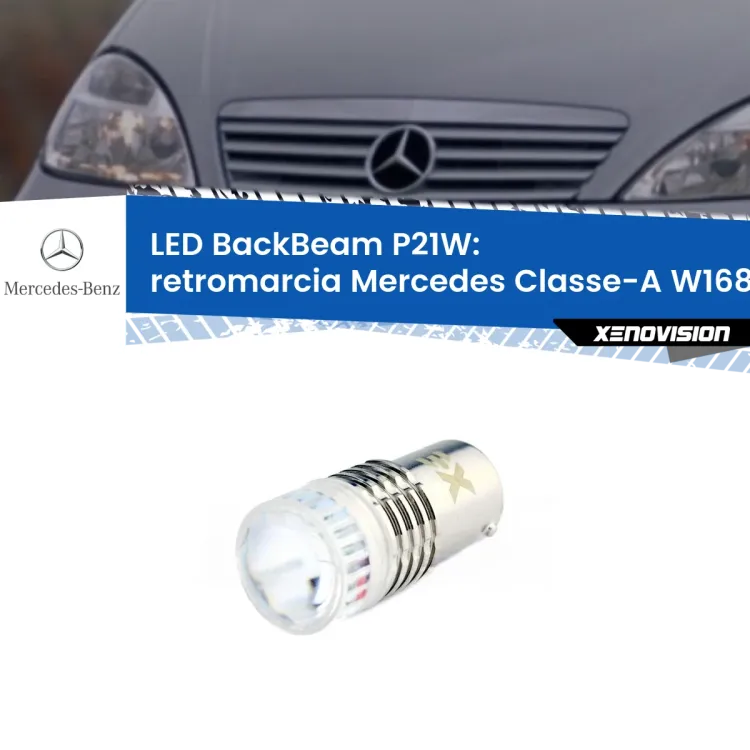 <strong>Retromarcia LED per Mercedes Classe-A</strong> W168 1997 - 2004. Lampada <strong>P21W</strong> canbus. Illumina a giorno con questo straordinario cannone LED a luminosità estrema.