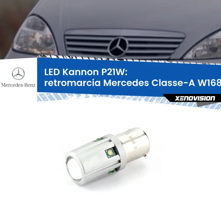 <strong>LED per Retromarcia Mercedes Classe-A W168 1997 - 2004.</strong>Lampadina P21W con una poderosa illuminazione frontale rafforzata da 5 potenti chip laterali.