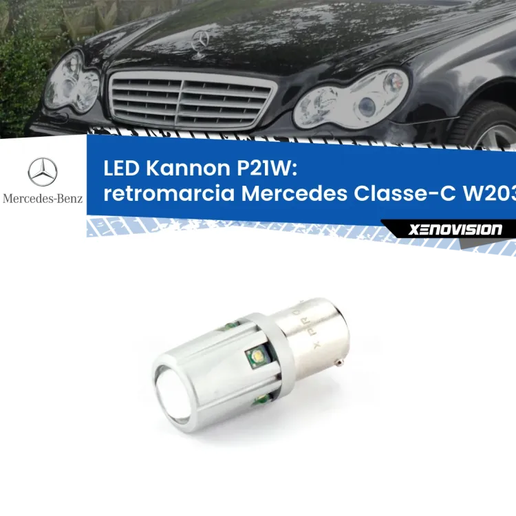 <strong>LED per Retromarcia Mercedes Classe-C W203 2000 - 2007.</strong>Lampadina P21W con una poderosa illuminazione frontale rafforzata da 5 potenti chip laterali.