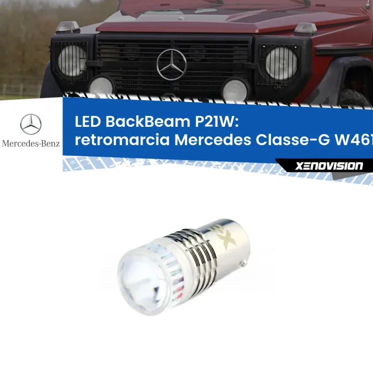 <strong>Retromarcia LED per Mercedes Classe-G</strong> W461 1990 - 2000. Lampada <strong>P21W</strong> canbus. Illumina a giorno con questo straordinario cannone LED a luminosità estrema.