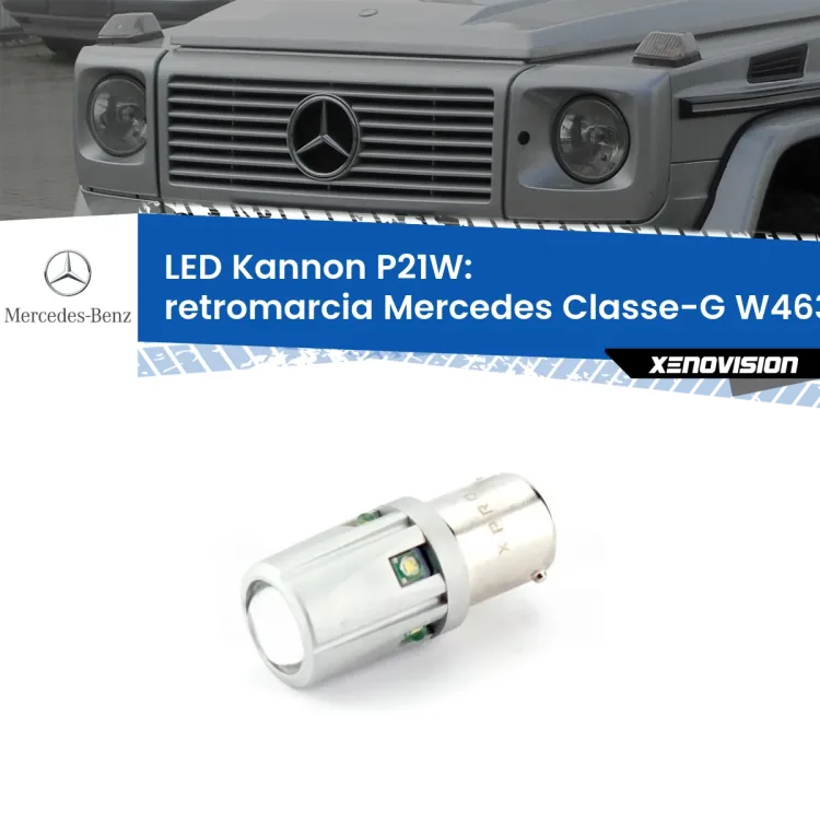 <strong>LED per Retromarcia Mercedes Classe-G W463 1991 - 2004.</strong>Lampadina P21W con una poderosa illuminazione frontale rafforzata da 5 potenti chip laterali.