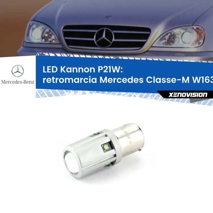 <strong>LED per Retromarcia Mercedes Classe-M W163 1998 - 2005.</strong>Lampadina P21W con una poderosa illuminazione frontale rafforzata da 5 potenti chip laterali.