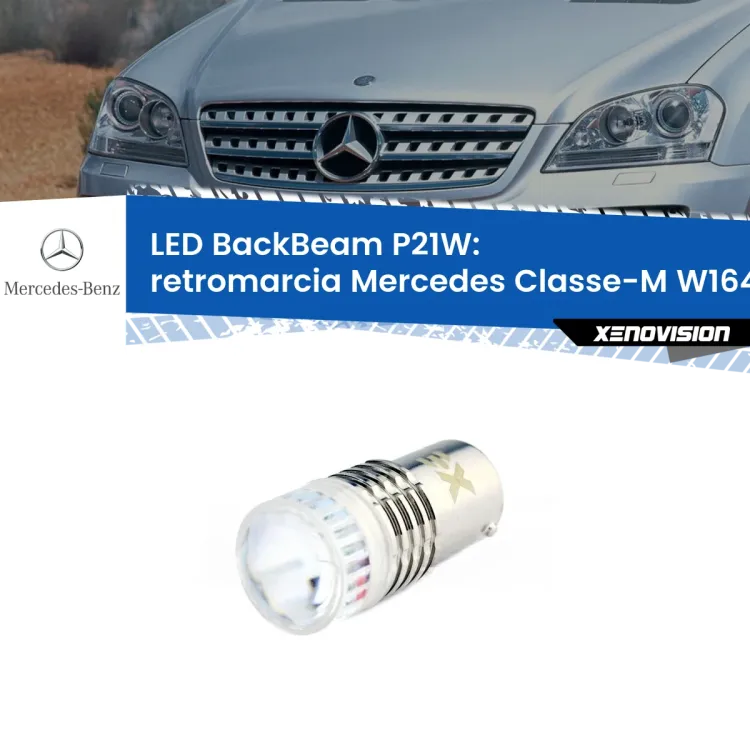 <strong>Retromarcia LED per Mercedes Classe-M</strong> W164 prima serie. Lampada <strong>P21W</strong> canbus. Illumina a giorno con questo straordinario cannone LED a luminosità estrema.