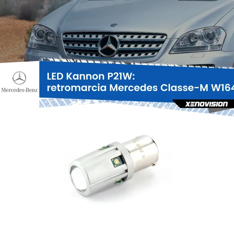 <strong>LED per Retromarcia Mercedes Classe-M W164 prima serie.</strong>Lampadina P21W con una poderosa illuminazione frontale rafforzata da 5 potenti chip laterali.