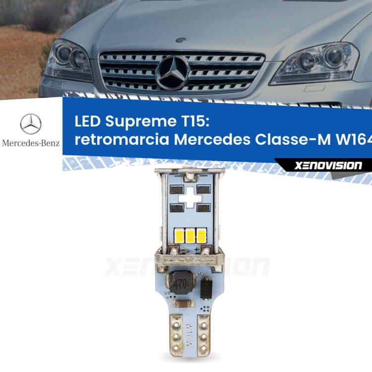 <strong>LED retromarcia per Mercedes Classe-M</strong> W164 restyling. 15 Chip CREE 3535, sviluppa un'incredibile potenza. Qualità Massima. Oltre 6W reali di pura potenza.