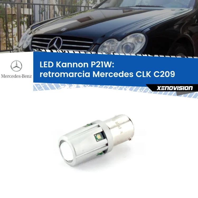 <strong>LED per Retromarcia Mercedes CLK C209 2002 - 2009.</strong>Lampadina P21W con una poderosa illuminazione frontale rafforzata da 5 potenti chip laterali.