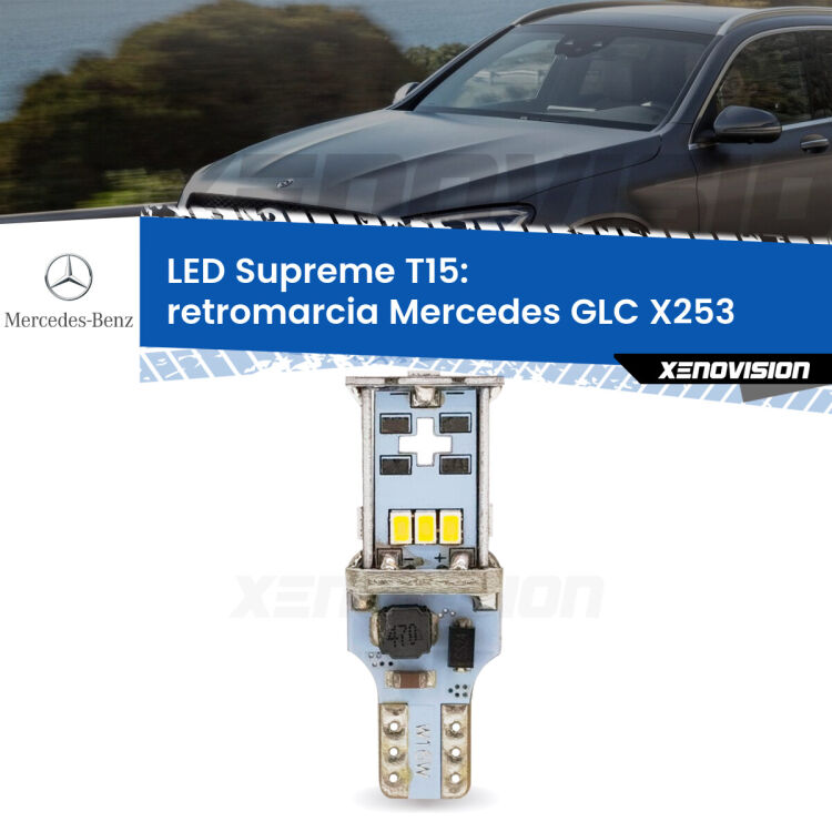 <strong>LED retromarcia per Mercedes GLC</strong> X253 2015 - 2019. 15 Chip CREE 3535, sviluppa un'incredibile potenza. Qualità Massima. Oltre 6W reali di pura potenza.