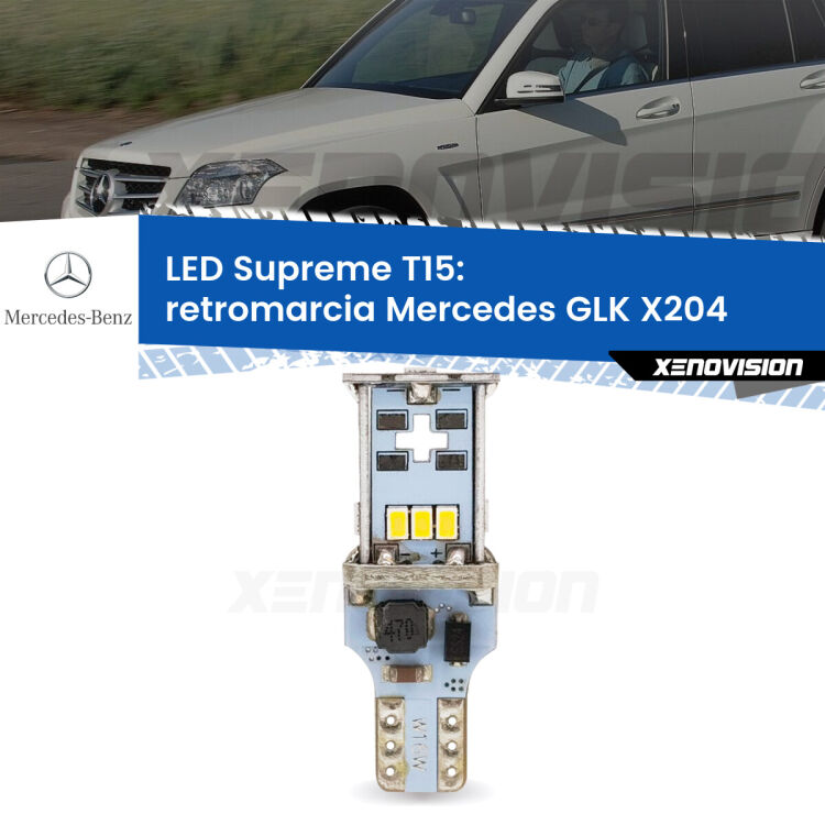 <strong>LED retromarcia per Mercedes GLK</strong> X204 prima serie. 15 Chip CREE 3535, sviluppa un'incredibile potenza. Qualità Massima. Oltre 6W reali di pura potenza.