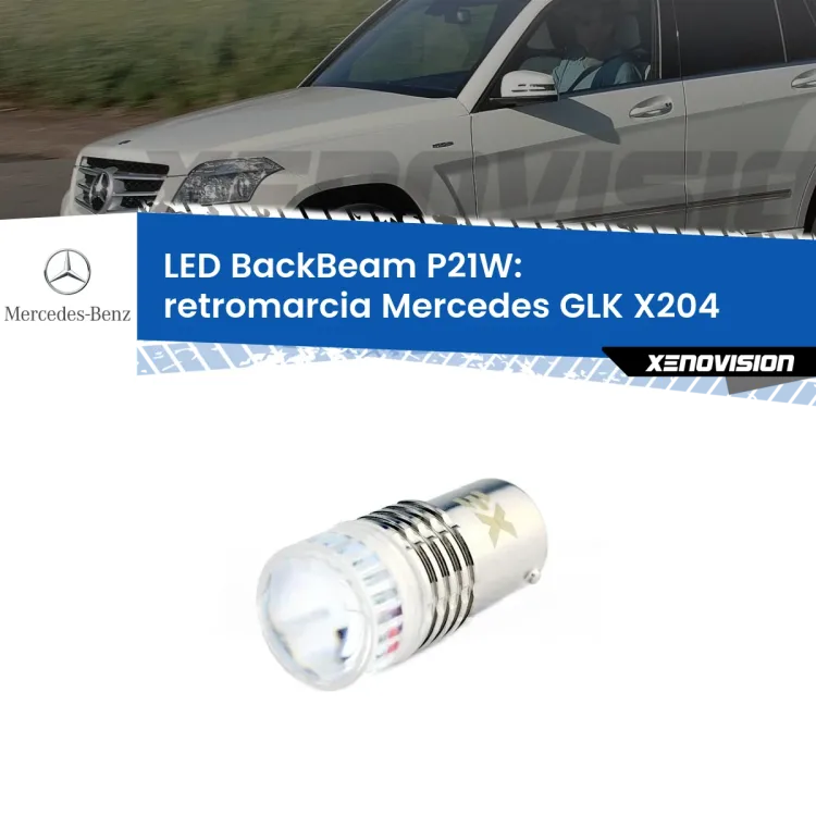 <strong>Retromarcia LED per Mercedes GLK</strong> X204 restyling. Lampada <strong>P21W</strong> canbus. Illumina a giorno con questo straordinario cannone LED a luminosità estrema.