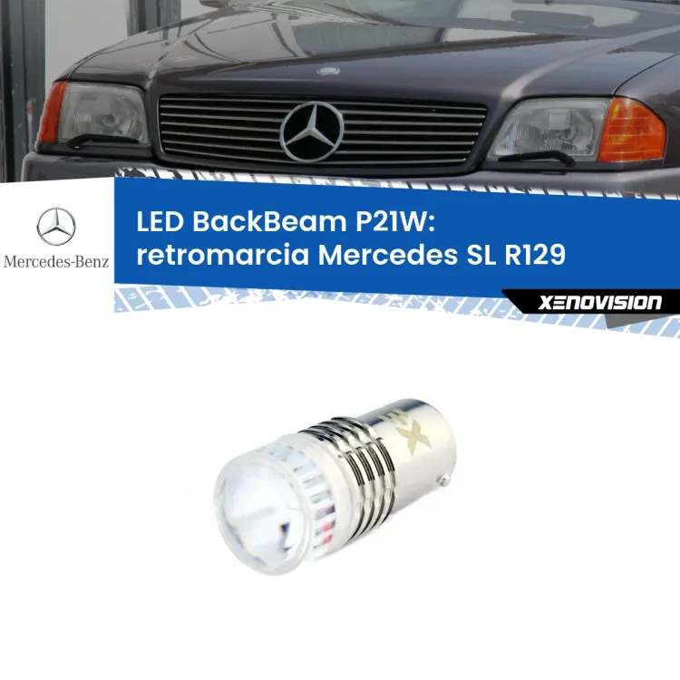 <strong>Retromarcia LED per Mercedes SL</strong> R129 1989 - 2001. Lampada <strong>P21W</strong> canbus. Illumina a giorno con questo straordinario cannone LED a luminosità estrema.