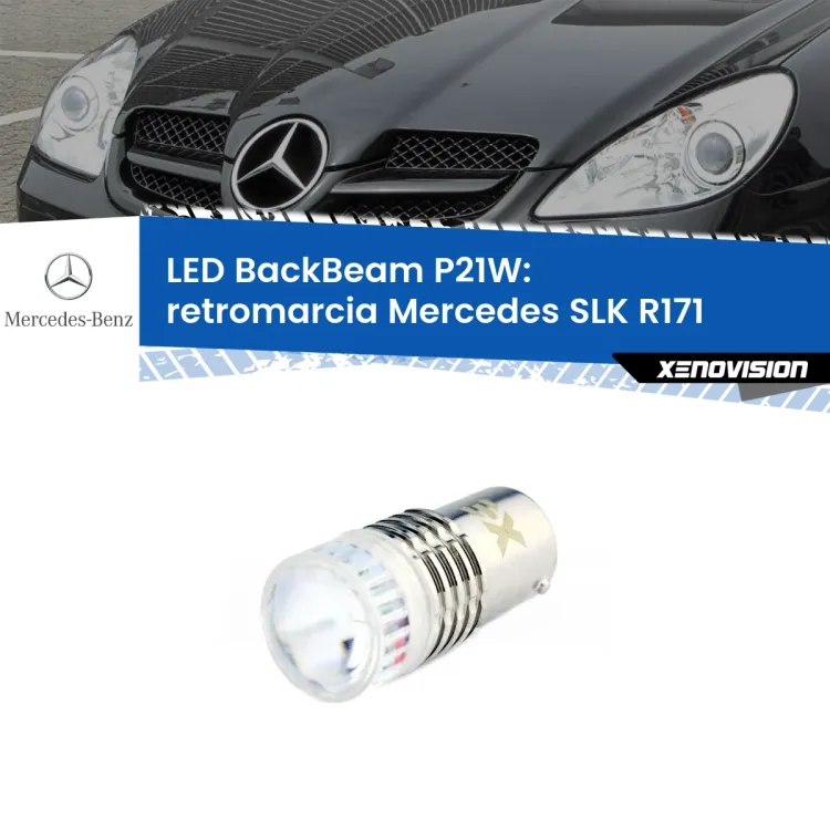 <strong>Retromarcia LED per Mercedes SLK</strong> R171 2004 - 2011. Lampada <strong>P21W</strong> canbus. Illumina a giorno con questo straordinario cannone LED a luminosità estrema.