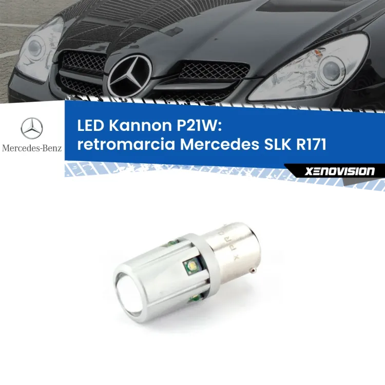 <strong>LED per Retromarcia Mercedes SLK R171 2004 - 2011.</strong>Lampadina P21W con una poderosa illuminazione frontale rafforzata da 5 potenti chip laterali.