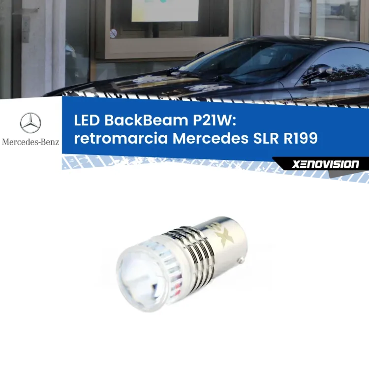 <strong>Retromarcia LED per Mercedes SLR</strong> R199 2004 in poi. Lampada <strong>P21W</strong> canbus. Illumina a giorno con questo straordinario cannone LED a luminosità estrema.