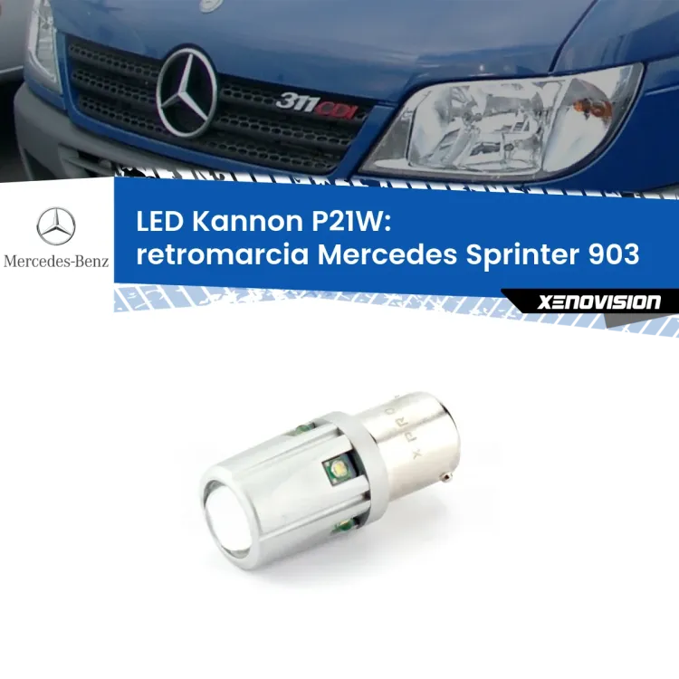 <strong>LED per Retromarcia Mercedes Sprinter 903 1995 - 2006.</strong>Lampadina P21W con una poderosa illuminazione frontale rafforzata da 5 potenti chip laterali.