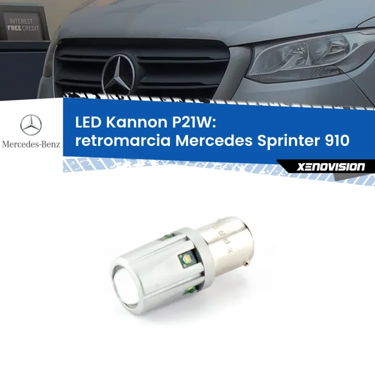 <strong>LED per Retromarcia Mercedes Sprinter 910 2018 in poi.</strong>Lampadina P21W con una poderosa illuminazione frontale rafforzata da 5 potenti chip laterali.