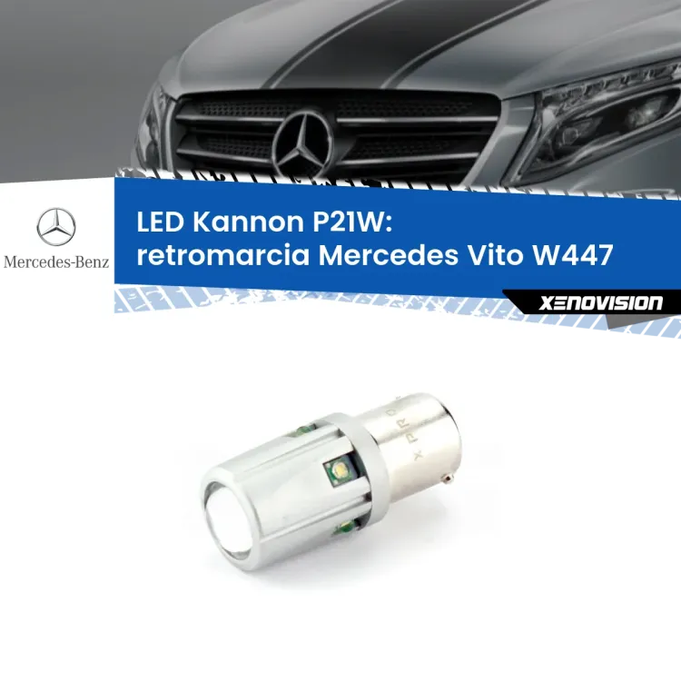 <strong>LED per Retromarcia Mercedes Vito W447 prima serie.</strong>Lampadina P21W con una poderosa illuminazione frontale rafforzata da 5 potenti chip laterali.