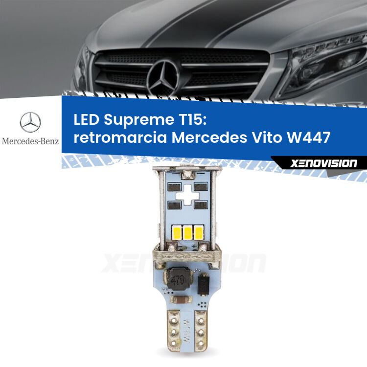 <strong>LED retromarcia per Mercedes Vito</strong> W447 restyling. 15 Chip CREE 3535, sviluppa un'incredibile potenza. Qualità Massima. Oltre 6W reali di pura potenza.