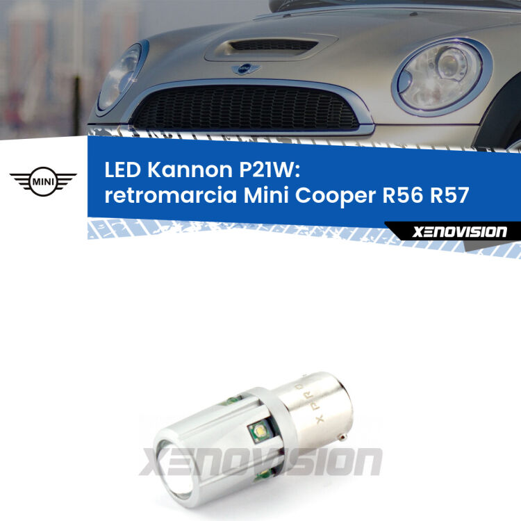 <strong>LED per Retromarcia Mini Cooper R56 R57 2006 - 2010.</strong>Lampadina P21W con una poderosa illuminazione frontale rafforzata da 5 potenti chip laterali.