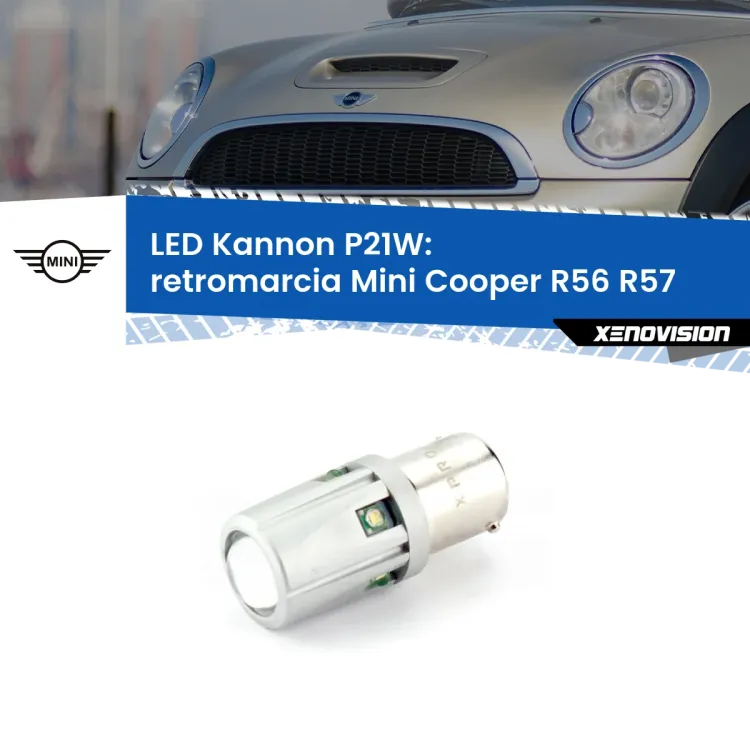 <strong>LED per Retromarcia Mini Cooper R56 R57 2006 - 2010.</strong>Lampadina P21W con una poderosa illuminazione frontale rafforzata da 5 potenti chip laterali.