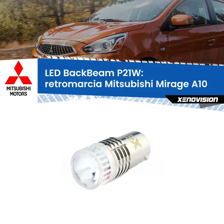 <strong>Retromarcia LED per Mitsubishi Mirage</strong> A10 2013 in poi. Lampada <strong>P21W</strong> canbus. Illumina a giorno con questo straordinario cannone LED a luminosità estrema.