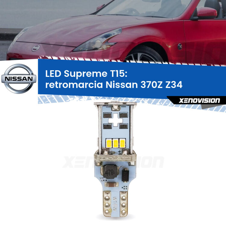 <strong>LED retromarcia per Nissan 370Z</strong> Z34 2009 in poi. 15 Chip CREE 3535, sviluppa un'incredibile potenza. Qualità Massima. Oltre 6W reali di pura potenza.