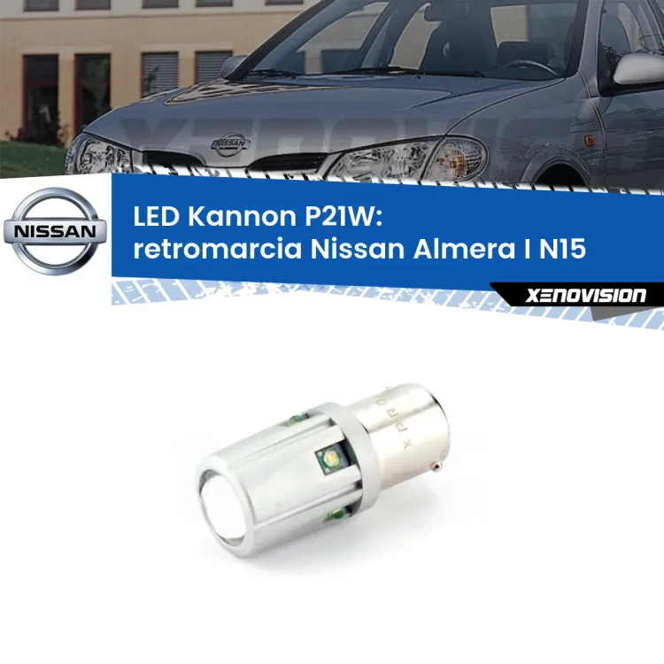 <strong>LED per Retromarcia Nissan Almera I N15 1995 - 2000.</strong>Lampadina P21W con una poderosa illuminazione frontale rafforzata da 5 potenti chip laterali.