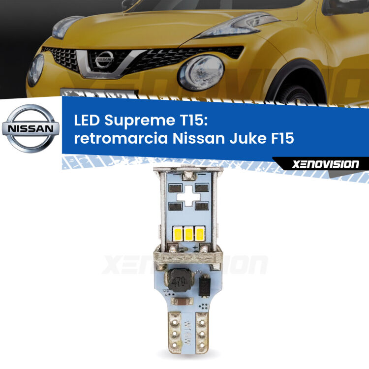 <strong>LED retromarcia per Nissan Juke</strong> F15 2010 - 2018. 15 Chip CREE 3535, sviluppa un'incredibile potenza. Qualità Massima. Oltre 6W reali di pura potenza.