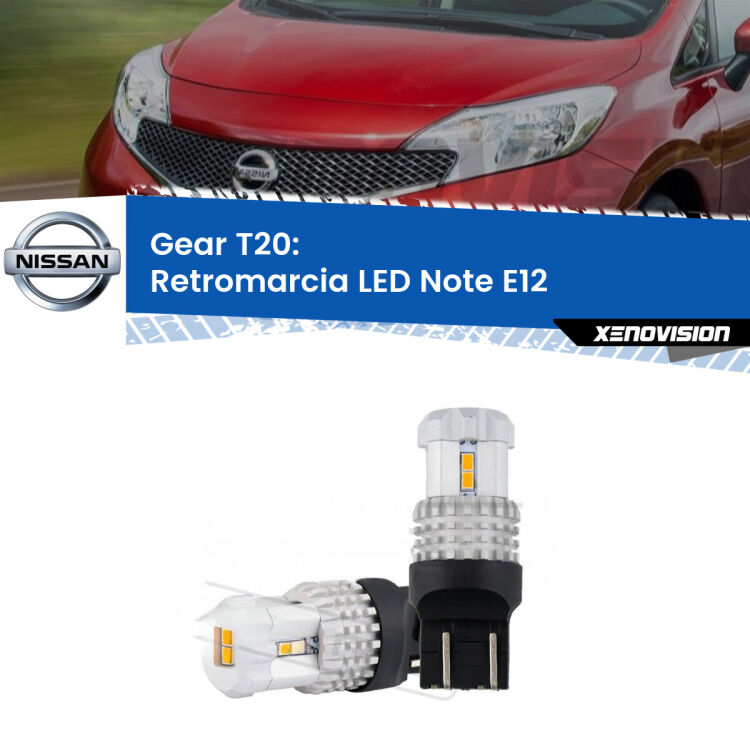 <strong>LED T20 </strong><strong>retromarcia</strong> <strong>Nissan</strong> <strong>Note </strong>(E12) 2013 in poi. Coppia LED effetto Stealth, ottima resa in ogni direzione, Qualità Massima.