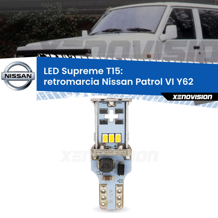 <strong>LED retromarcia per Nissan Patrol VI</strong> Y62 2010 in poi. 15 Chip CREE 3535, sviluppa un'incredibile potenza. Qualità Massima. Oltre 6W reali di pura potenza.