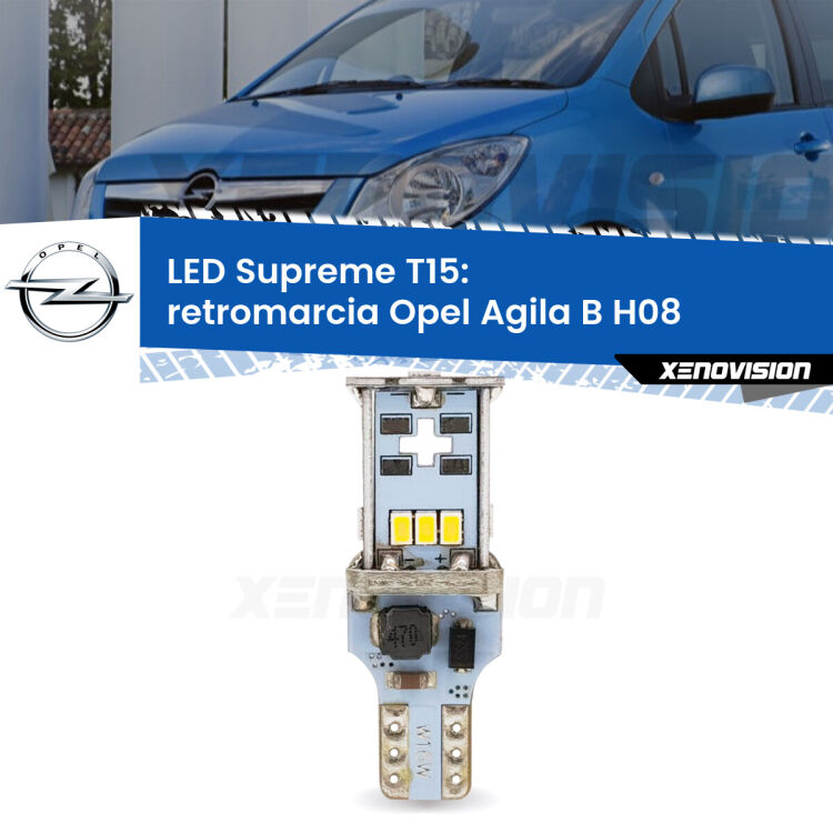 <strong>LED retromarcia per Opel Agila B</strong> H08 2008 - 2014. 15 Chip CREE 3535, sviluppa un'incredibile potenza. Qualità Massima. Oltre 6W reali di pura potenza.