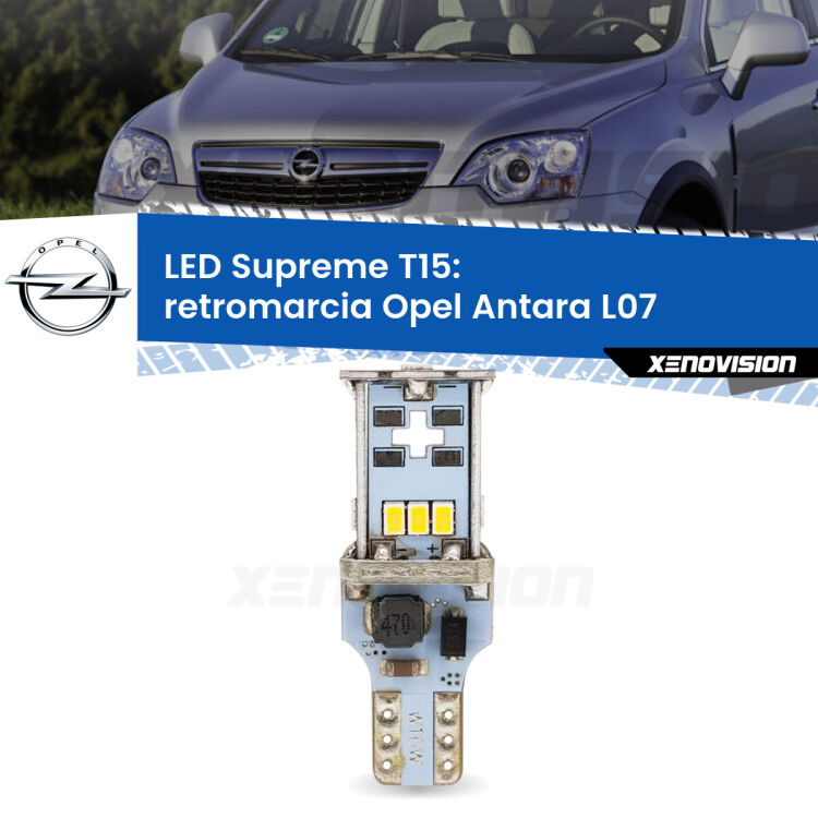 <strong>LED retromarcia per Opel Antara</strong> L07 2006 - 2015. 15 Chip CREE 3535, sviluppa un'incredibile potenza. Qualità Massima. Oltre 6W reali di pura potenza.