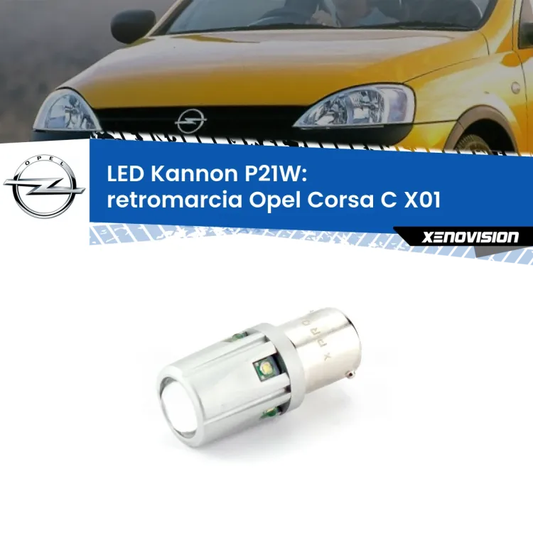 <strong>LED per Retromarcia Opel Corsa C X01 2000 - 2006.</strong>Lampadina P21W con una poderosa illuminazione frontale rafforzata da 5 potenti chip laterali.