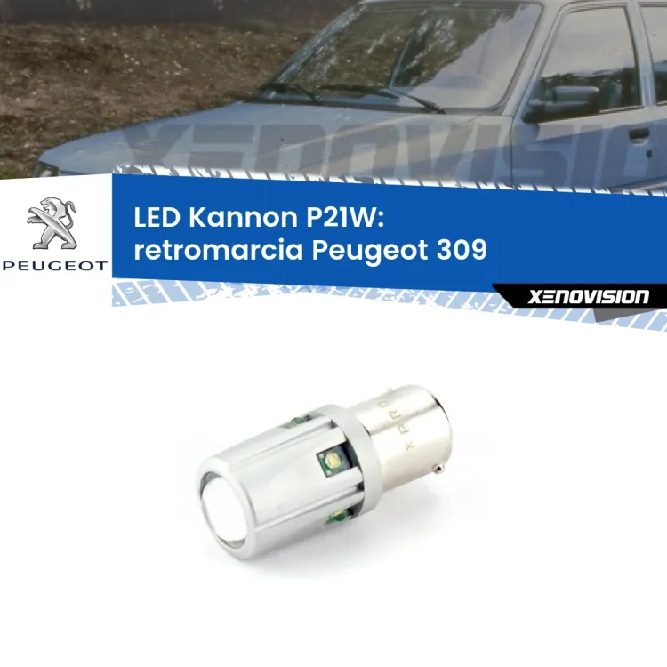 <strong>LED per Retromarcia Peugeot 309  1989 - 1993.</strong>Lampadina P21W con una poderosa illuminazione frontale rafforzata da 5 potenti chip laterali.