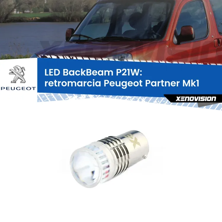 <strong>Retromarcia LED per Peugeot Partner</strong> Mk1 1996 - 2007. Lampada <strong>P21W</strong> canbus. Illumina a giorno con questo straordinario cannone LED a luminosità estrema.