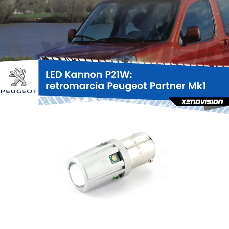 <strong>LED per Retromarcia Peugeot Partner Mk1 1996 - 2007.</strong>Lampadina P21W con una poderosa illuminazione frontale rafforzata da 5 potenti chip laterali.