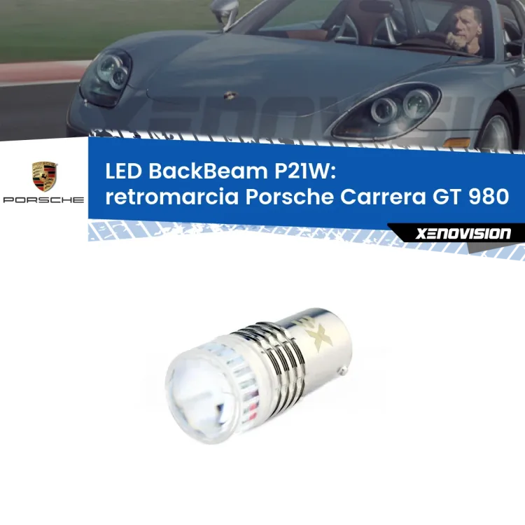 <strong>Retromarcia LED per Porsche Carrera GT</strong> 980 2003 - 2006. Lampada <strong>P21W</strong> canbus. Illumina a giorno con questo straordinario cannone LED a luminosità estrema.