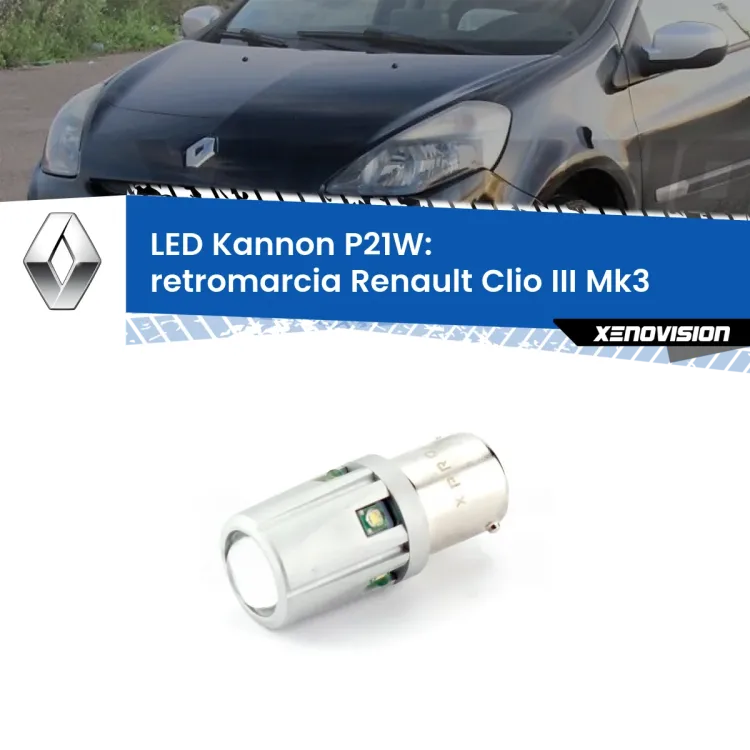 <strong>LED per Retromarcia Renault Clio III Mk3 2005 - 2011.</strong>Lampadina P21W con una poderosa illuminazione frontale rafforzata da 5 potenti chip laterali.